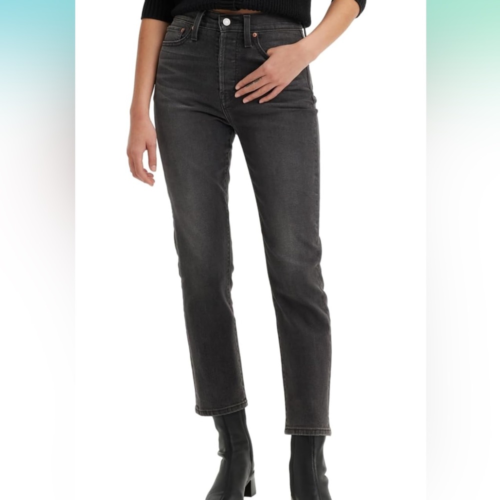 Levi's Women's Washed Dark Gray Wedgie Straight Jeans